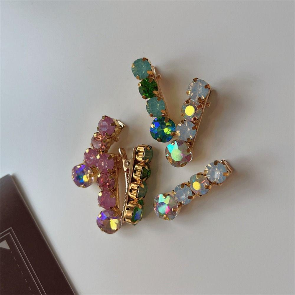 Gem Crystal Duckbill Clip Small Barrettes Korean Style Headwear Rhinestone Hairpin Beads Hair Clip Female Hair Accessories