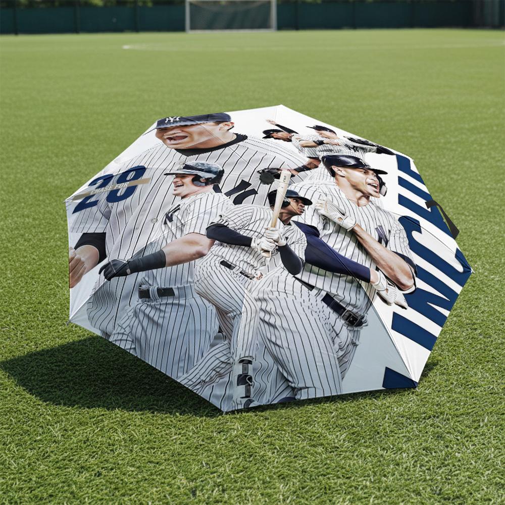 1 PC Automatic Folding Umbrella-New York Yankees Pattern, Portable & Foldable Design with 8 Ribs, Christmas Birthday Gifts