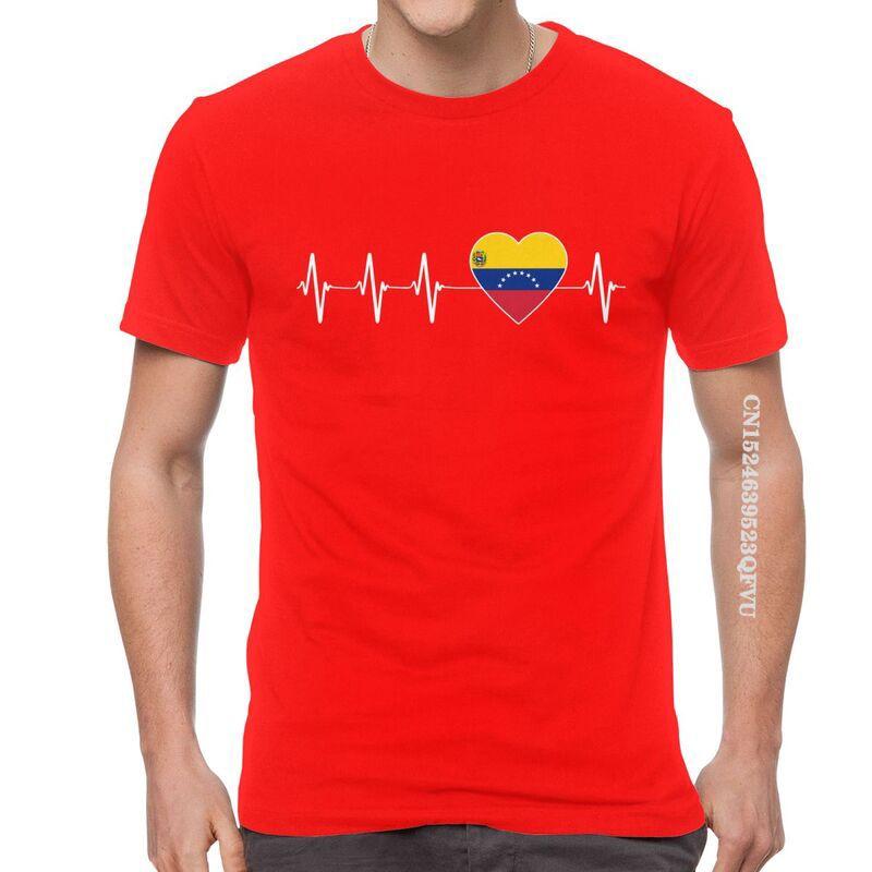 Venezuelan Heartbeat T Shirts Men Fashion T Shirt Cotton Oversized I Love Venezuela Flag Heart Tshirt Unique Tees Tops