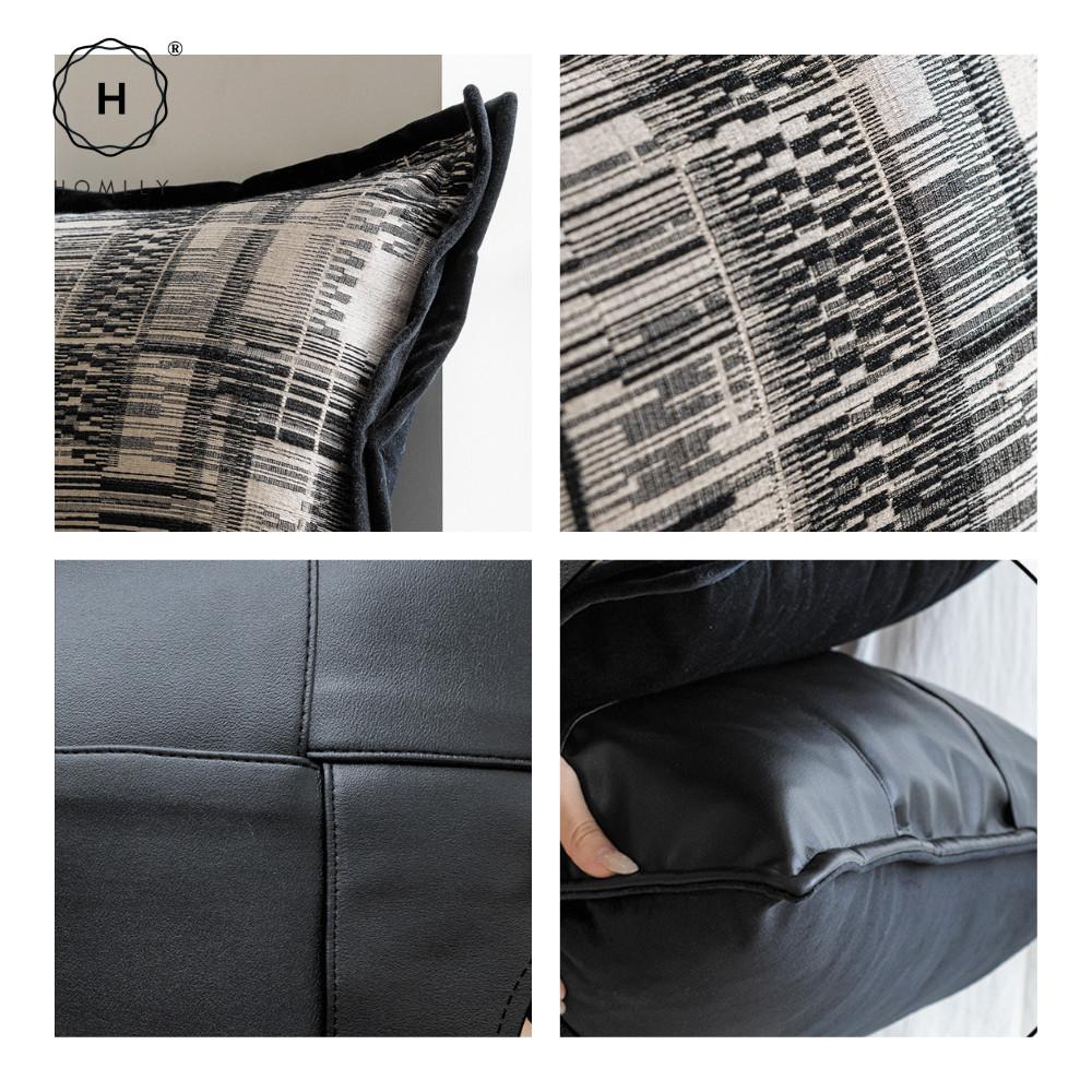 Homlly Noir Monochrome Decorative Pillow Cushion Cover (x2pcs)