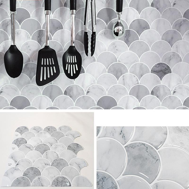 4/8 Pcs Self Adhesive Vinyl Wallpaper Peel And Stick 3D Effect Tiles Waterproof Kicthen Ceramic Tile Aluminum Foil Wall Stickers