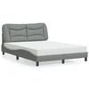 VidaXL Bed with Mattress Light Grey 140x200 Cm Fabric, Bedroom Furniture, Double Bed, Curved Bed Frame, Slatted Base, 3208534