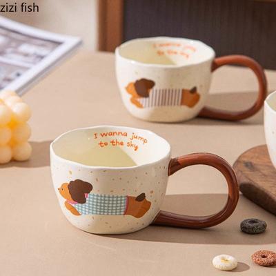 Creative Dog Ceramic Mug Large Handle Water Cup Coffee Mug Milk Tea Cup High Beauty Breakfast Cups Tea Cups Birthday Gift