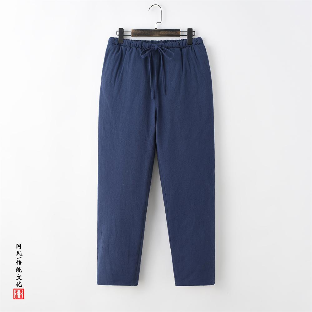 

2024 Мужские зимние толстые брюки, мужские теплые утепленные брюки для отдыха на открытом воздухе, свободные комбинезоны, мужские повседневные брюки с хлопковой подкладкой, мужская уличная одежда M темно-синий