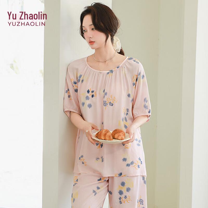 YUZHAOLIN Women s Summer Short-Sleeve Printed Pajama Set One Size