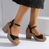 Women's High Heels Sandals 2026 Summer Platform Sandals Woman Plus Size Thick Heeled Ladies Shoes