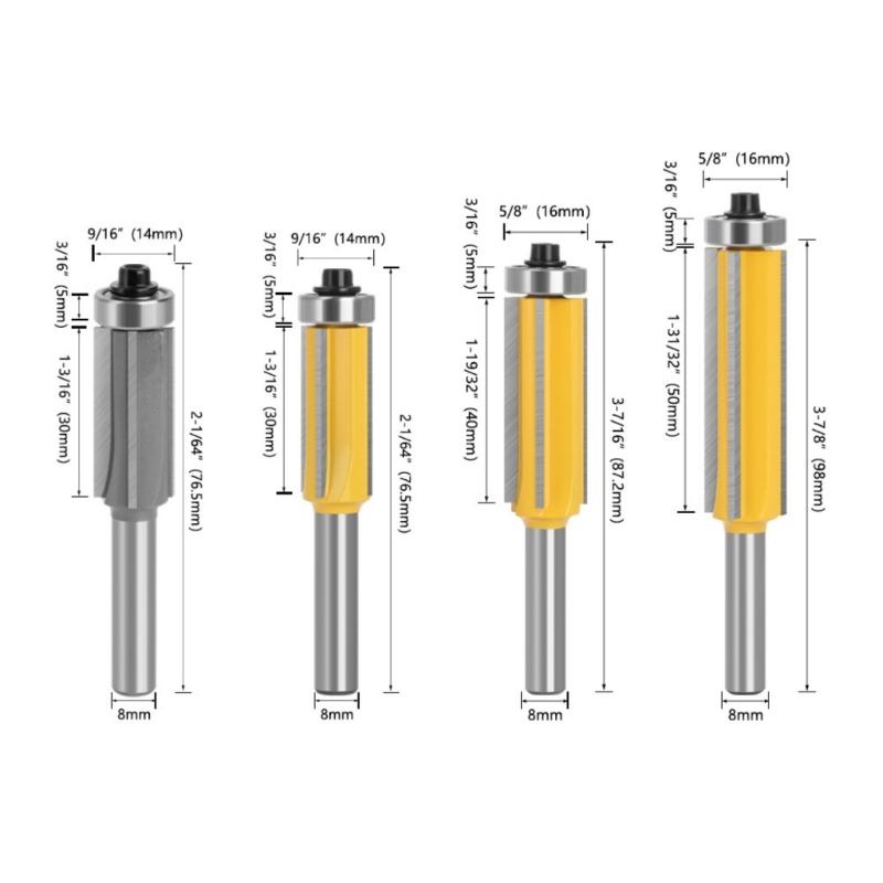 Professional Wood Trimming Router Bit 4 Flute Design High Durability Blade Enhancing Stability for Precise Wood Cutting