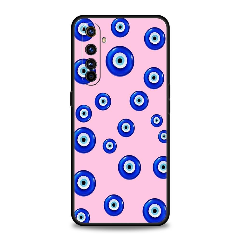 Lucky Eye Blue Evil Eye Print Phone Case For Realme 10 9 8 5G 7 6 GT2 Pro Plus 9i 8i C21 C11 C25 C35 GT Neo 2 3 3T Black Cover