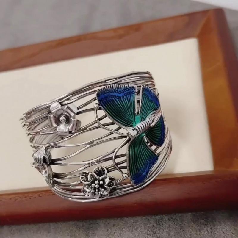 

Zuyin 990 Бабочка Маленький Цветок Обожженной Синей Эмали Красочный Плетеный Браслет для женщин Ретро Этническая Мода Бабочка Любовь Цветок Серебряный Браслет Adjustable size