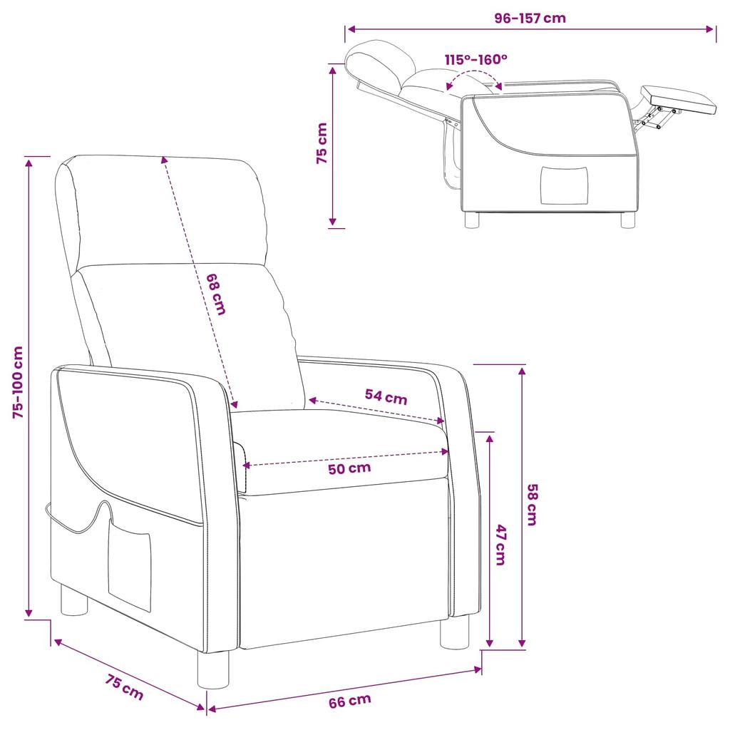 Massage Recliner Wine Red Fabric