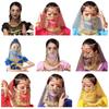 Bauchtanztuch mit Münzen für Damen Halloween Kostüm Cosplay Schleier Halbe Gesichtsmaske für Bauchtanzen