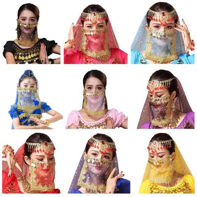 Face Veil for Belly Dance Woman Half Face Veil Halloween Costume Cosplay Veil Party Scarf Belly Dance Tribal Face Veil