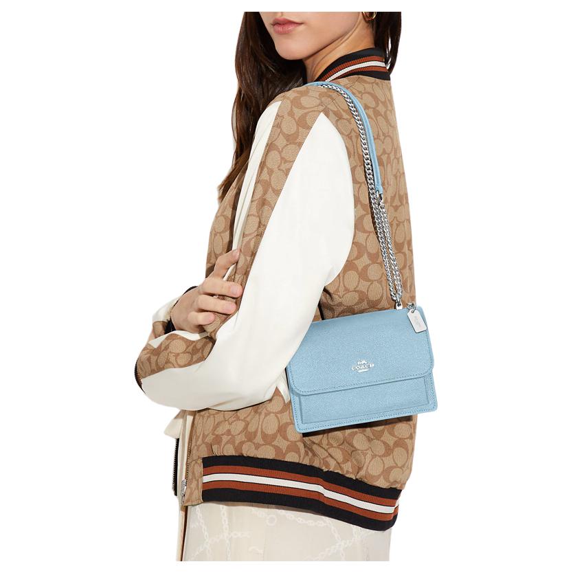 New COACH Klare Split Cow Leather Envelope Bag Shoulder Bag Crossbody Bag Mini Women's Sky Blue C9949-SVQVE