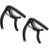 2 PCS Guitar Capo, Acoustic Guitar, Electric Guitar Capo- Banjo and, for Acoustic, Ukulele, Mandolin, Bass, Picks Black Single Handed Capo