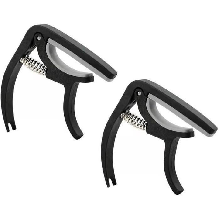 2 PCS Guitar Capo, Acoustic Guitar, Electric Guitar Capo- Banjo and, for Acoustic, Ukulele, Mandolin, Bass, Picks Black Single Handed Capo
