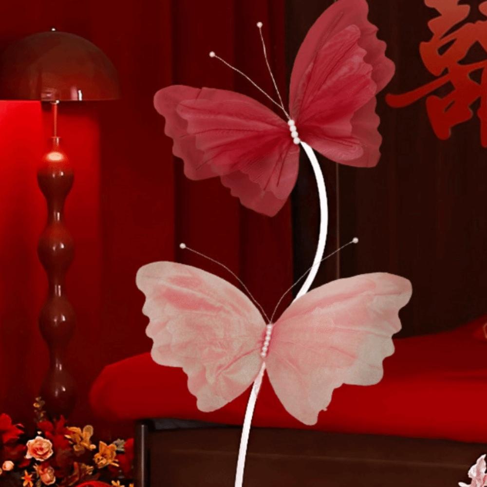 50cm Big Size Wedding Butterfly Ornament Large Simulation Hanging Gauze Butterfly  Wedding Scene