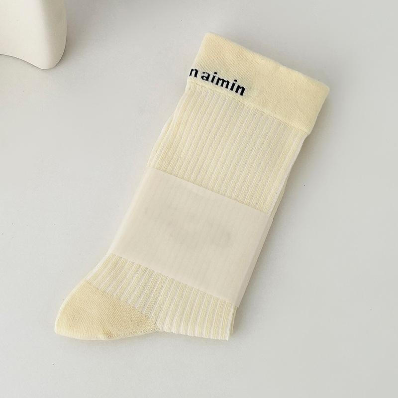 Female Spring and Autumn Macarone Solid Color Anti Pilling Sports Tall Cotton Socks