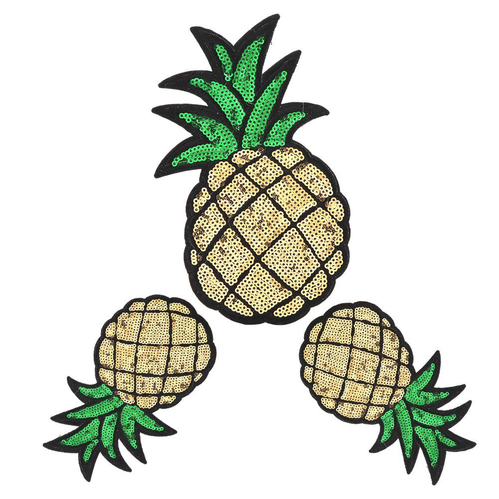 3Pcs Pineapple Embroidered Fabric Patches Sew Iron On Bag Clothes Applique Craft DIY Decoration