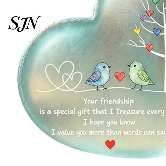 Friendship Appreciation Presents Heart Ornament with Heartwarming Message, Best Friend Decorative Personalized Gifts for Besties Keepsake, Acrylic