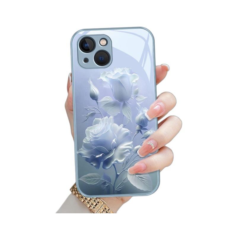 Suitable for Apple 11promax mobile phone case rose flower liquid glass iphone11plus protective case luxury