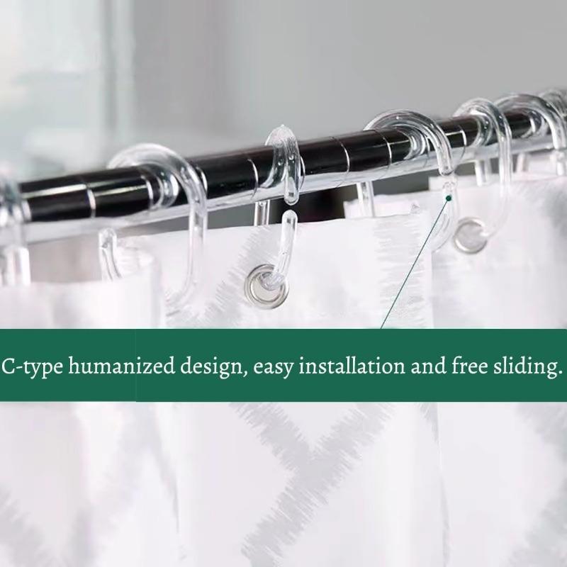12pcs Shower Curtain Rings, C-Shaped Hooks for Bathroom Window Rod,for Easy Installation and Organization, Bathroom Accessories
