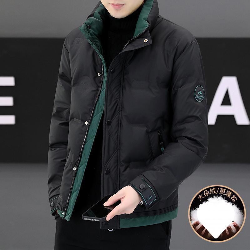 

2024 Winter Men s Trendy Korean Contrast Color Stand Collar Down Jacket L (115-130 jin) чёрный