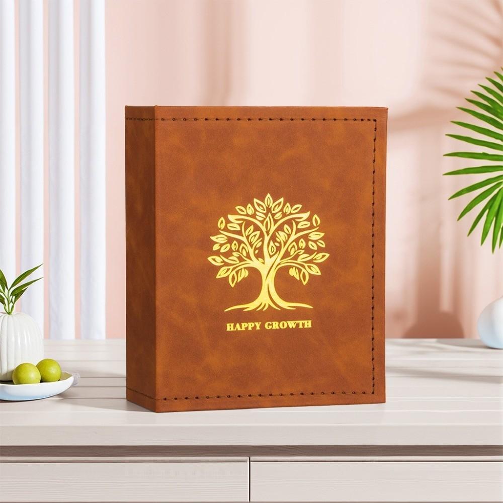 6 Inch 100 Pockets Photo Album Gold Stamped Insert Pocket Design Photo Storage Album Leather Surface Laminated Compatible