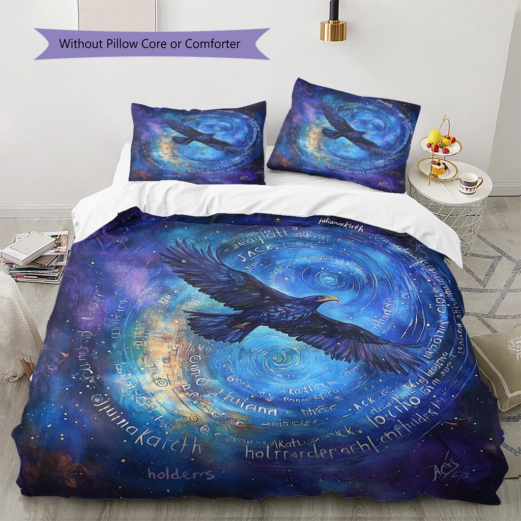 Blue Eagle  Pattern Bedding Quilt Set Quilt Cover Pillowcase Home Decoration  Gift (1 * Duvet Cover + 2 * Pillowcase, Without Core)