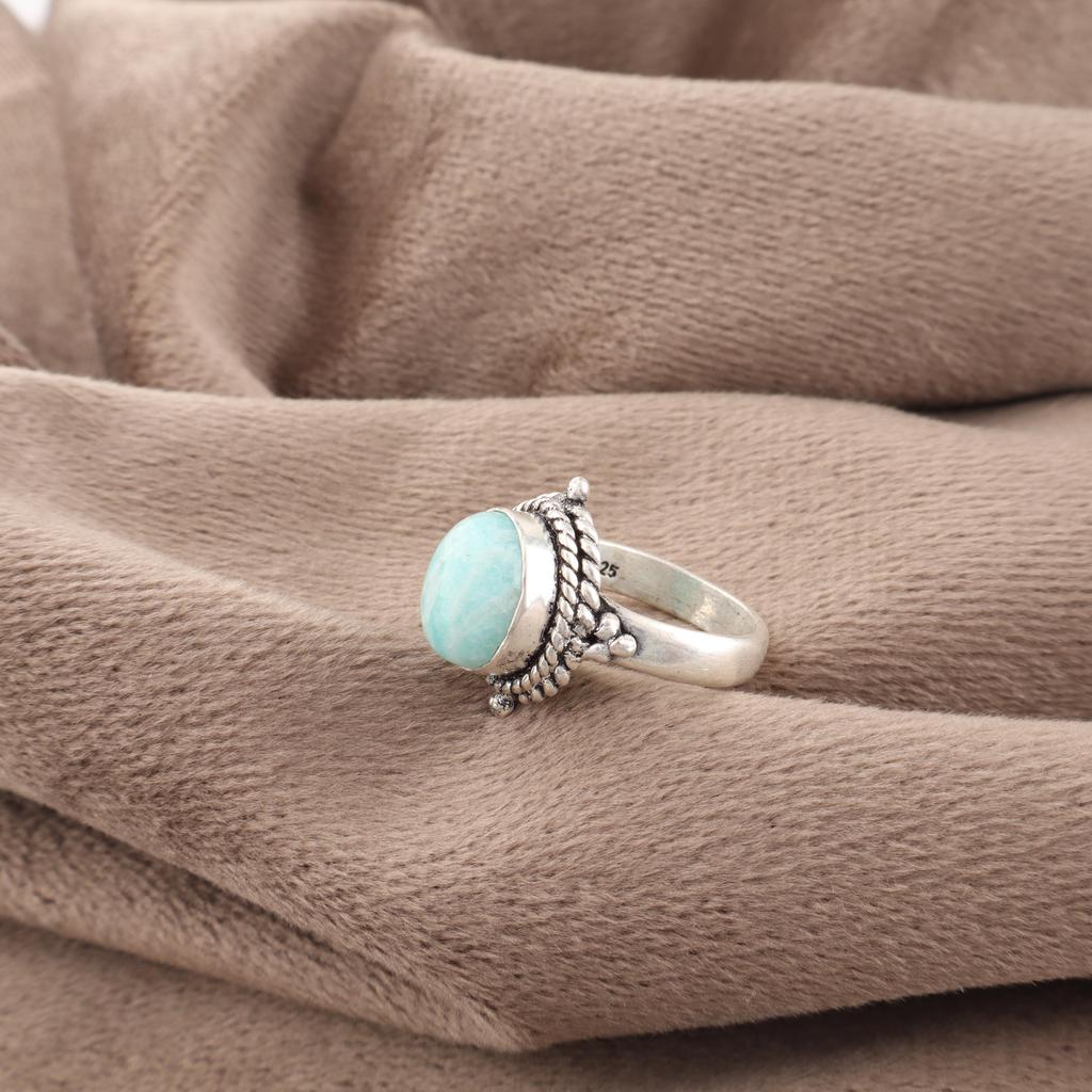 Amazonite Ring, 925 Solid Sterling Silver Ring Handmade Gemstone Jewelry, Brand New Ring Gifts For Wife