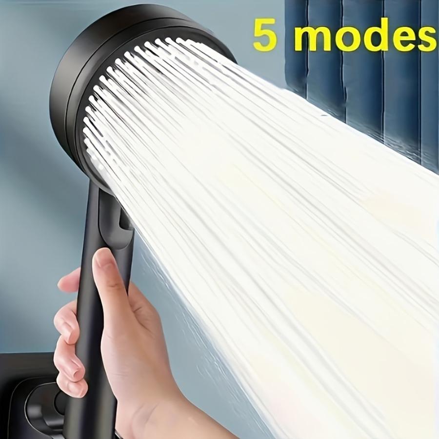 1pc 5-Mode High-Pressure Water-Saving Shower Head, Including Rain And Massage Modes, Universal Bathroom Shower Head for Easy Installation
