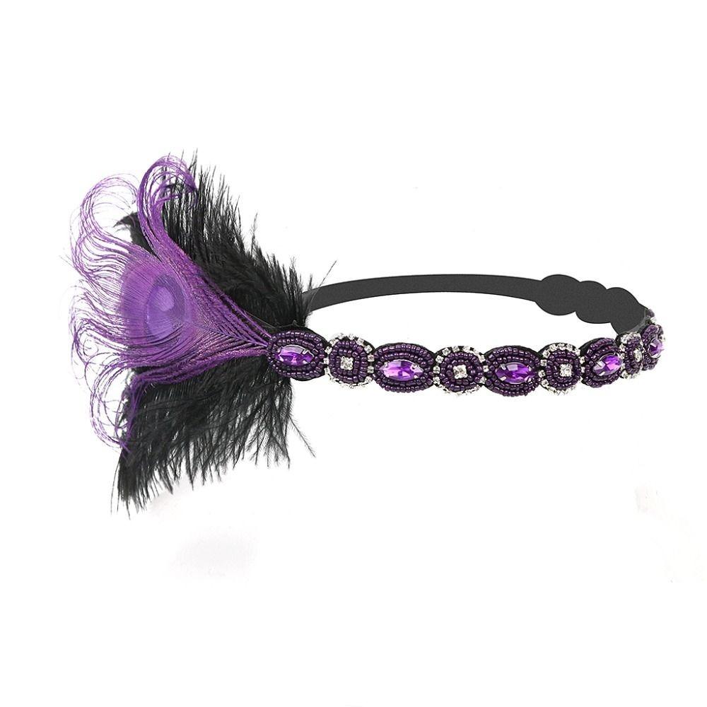 Headwear Feather Flapper Headband Rhinestone Party Headpiece Women Hairband  Carnival