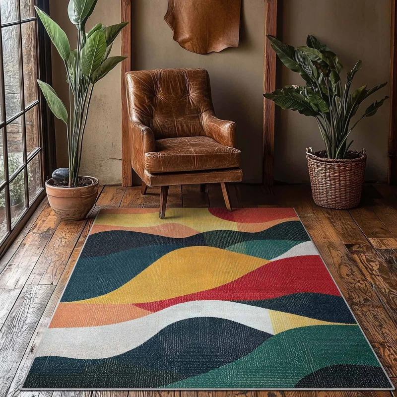 Tapis de salon coloré Tapis style ethnique mexicain Tapis de sol polyvalent et simple pour salon et bureau Décoration de maison