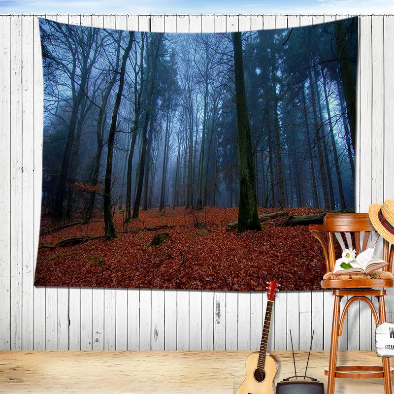 Романтический осенний пейзаж лес лиственный домашний гобелен спальня гостиная — фото 13
