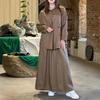 Spring and Autumn New Style Women's Retro Large-sized Lapel Long-sleeved Shirt and Skirt Casual Two-piece Set