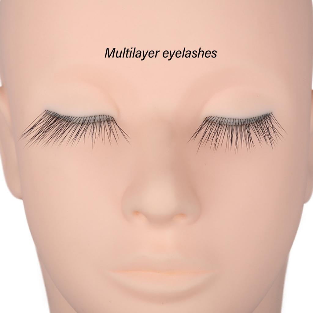 Eyelash Mannequin Head 3 Layers High Density Lash Extension Makeup Practice Head Embedded Layered Silicone Doll Head