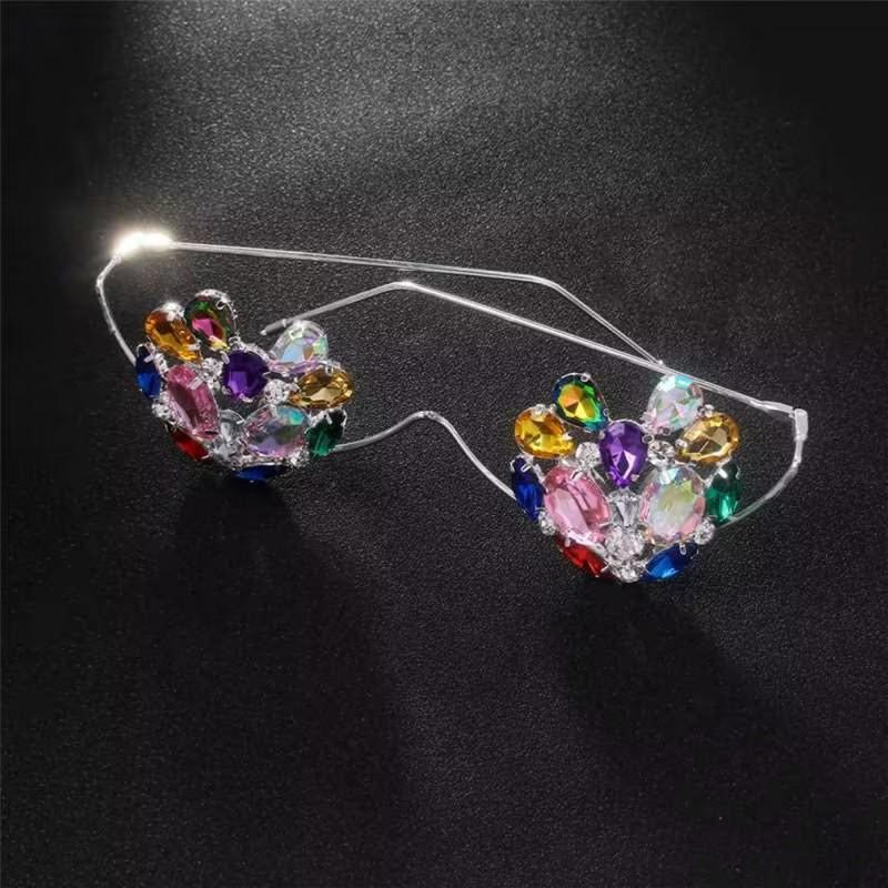 Colorful Caring Glasses Frame Personalized Design Rhinestone Internet Celebrity Blogger Photo Accessories Female