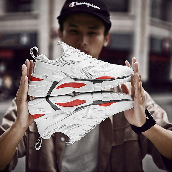 Мужские модные легкие кроссовки — спортивные кроссовки с дышащей сеткой 46 белый — фото 9