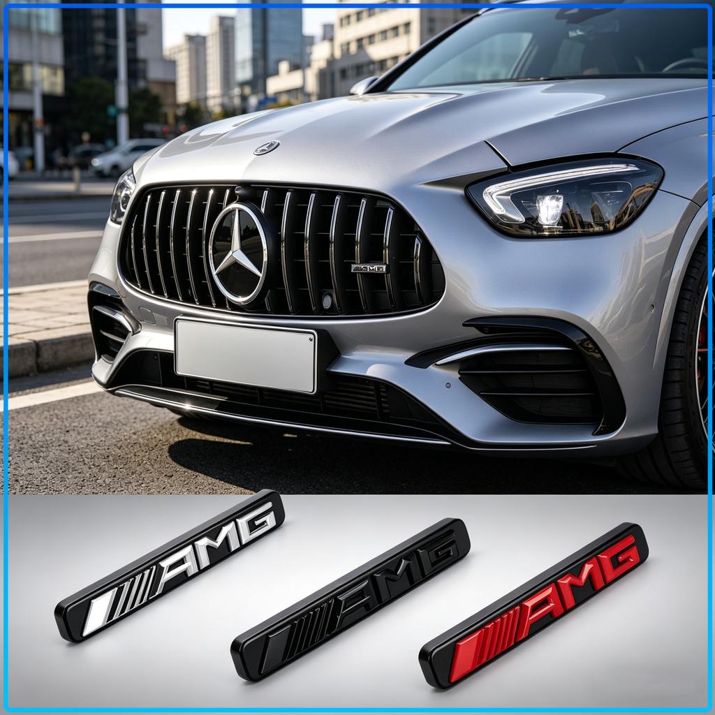 1Pc Car Front Grille Badge Emblem AMG Logo Accessories For Mercedes benz W204 W203 W212 W211 W124 W210 GLC GLE E CLA GLA W205 W211 W213