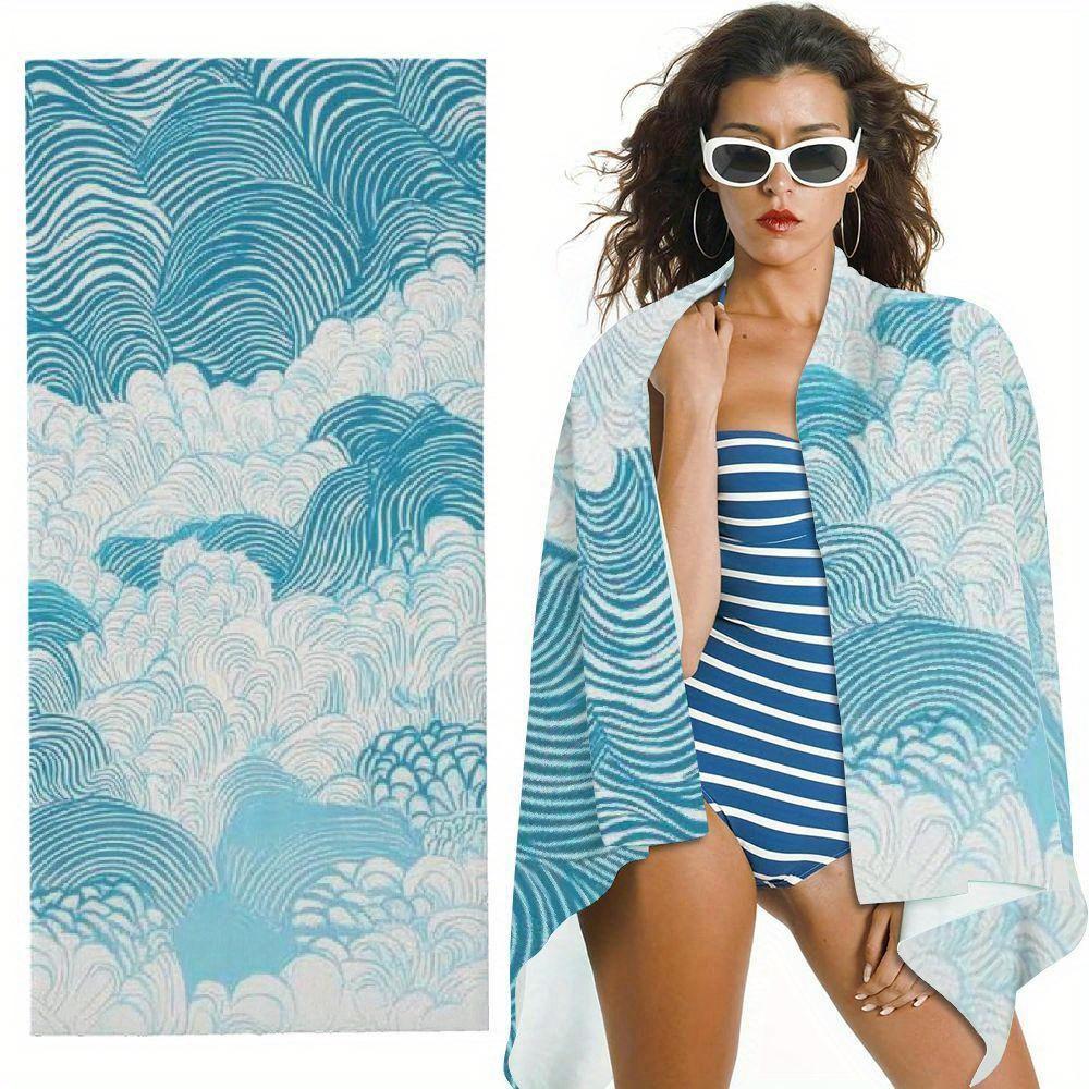 Realistic Leopard Face Animal Print Beach Towel Trendy Wild Pattern Quick Dry Towel For Fashion Outdoor Swimming Seaside Use
