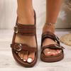 New Summer Round Toe Fashion Belt Buckle One Strap Women's Chunky Sole Slide Sandals