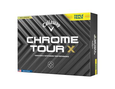 Callaway Golf Ball CHROME TOUR X YLW 24 TRIPLE TRACK 1 Dozen (12 Pieces) 4 Piece Construction Triple Track Yellow