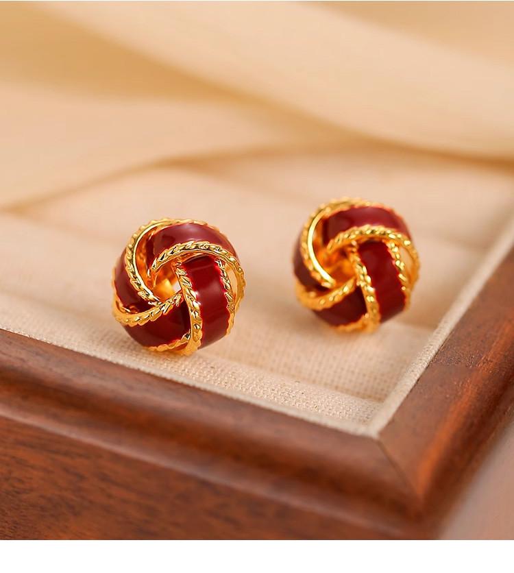 Retro Red Concentric Knot Earrings