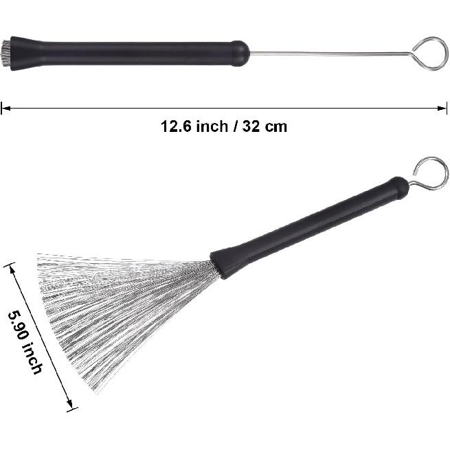 Pangda 1 Pair Drum Brushes Retractable Wire Brushes Drums Drum Sticks Brush with Comfortable Rubber Handles