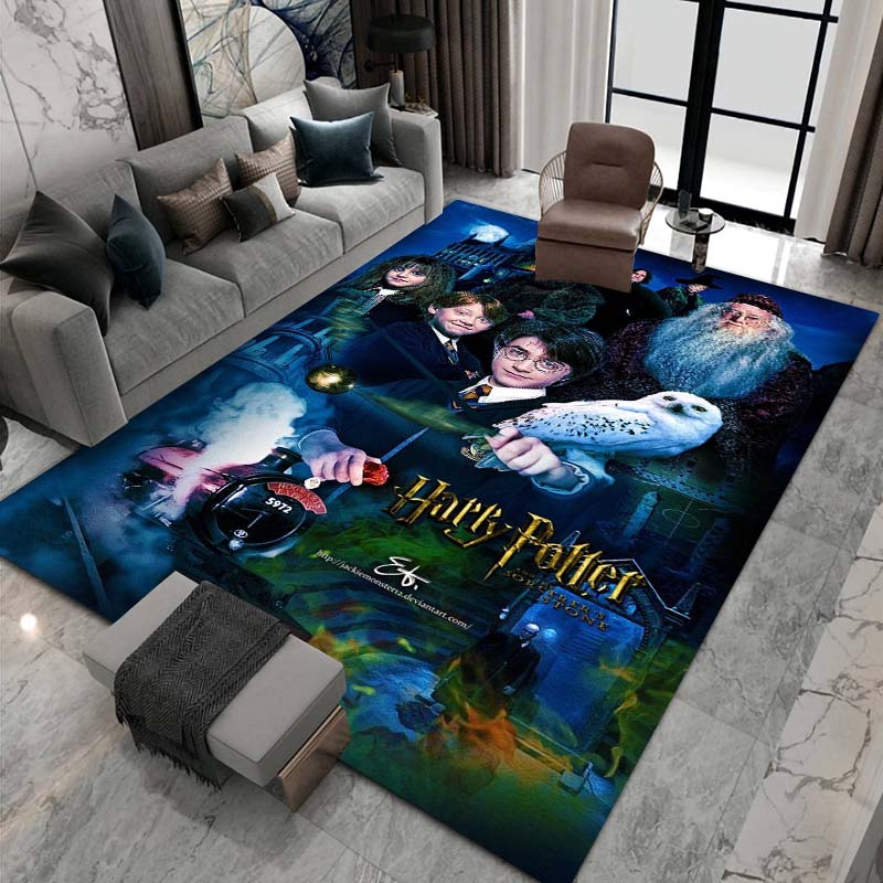 3D Printed Harry Potter Classic Fantasy Adventure Movie Theme Rug, Bedroom Living Room Play Mat