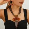 Set de Joyería Occidental Moda Irregular Turquesa Imitación Cuerda de Cera Collar Statement y Pendientes Accesorios de Fiesta para Mujer