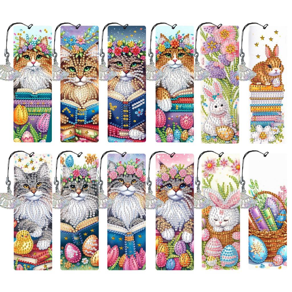12Pcs Animal Landscape DIY Diamond Art Bookmark Irregular Shaped Diamonds Diamond Art Painting Bookmark for Reading Enthusiasts