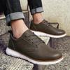 Fashion Size 48 Men Sneakers Brown Leather Business Casual Shoes Low-top Lace-up Soft-soled Driving Shoes Summer Thick-soled Vulcanized