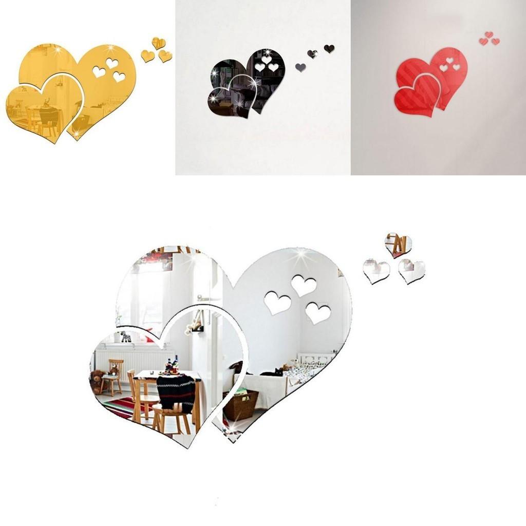 Modern 3d Love Heart Mirror Wall Stickers Decal For Creative Room Makeovers
