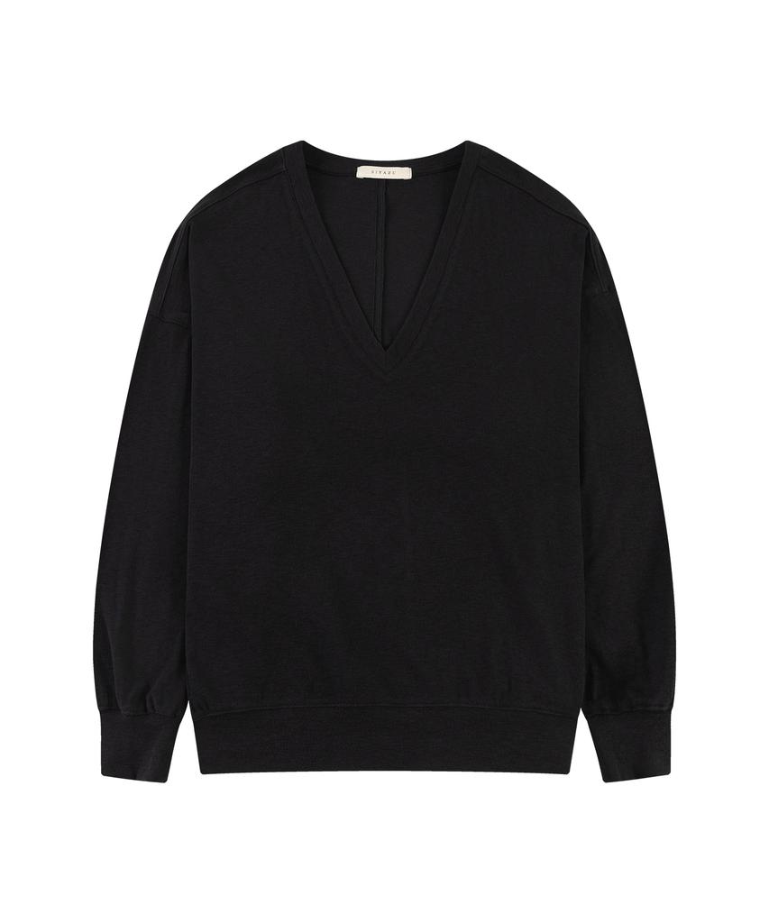 Siyajyu Sitp5274 V-Neck Batwing Comfort T-Shirt_Black