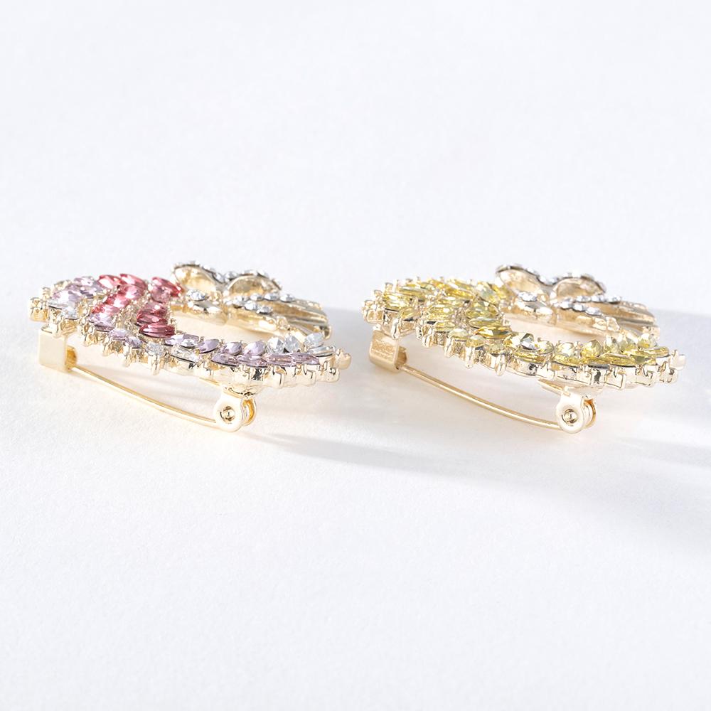 Pinkdudu Módní růžová kamínková brož s pšenicí Romantická kreativní zirkonová mašle Brožové špendlíky pro ženy Šperky PD1309